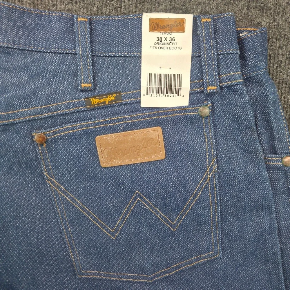 Wrangler Cowboy Cut Original Fit Jeans Mens 38 Raw Hem Blue Denim 13MWZOD‎